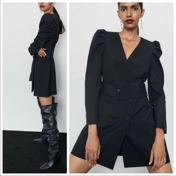 Zara Blazer mini dress size Small Black - Picture 16 of 16